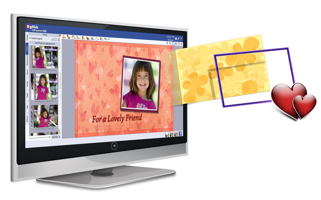Import your own Backgrounds, Borders, Clip-arts or Masks in any PNG or JPEG file with Gift Xpress 